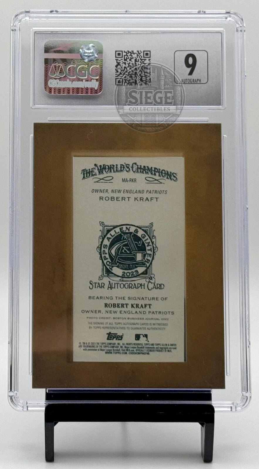 2023 Topps Allen & Ginter Robert Kraft Mini Autograph Graded CGC 10