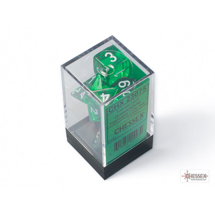 Translucent Green/white Polyhedral 7-Dice Set