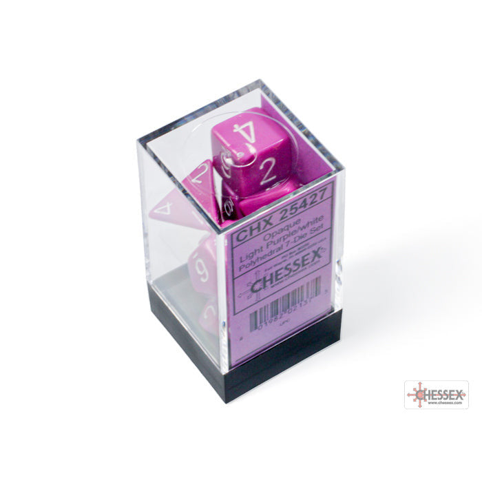 Opaque Light Purple/white Polyhedral 7-Dice Set