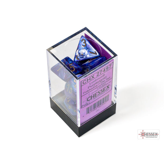 Lustrous Purple/gold Polyhedral 7-Dice Set