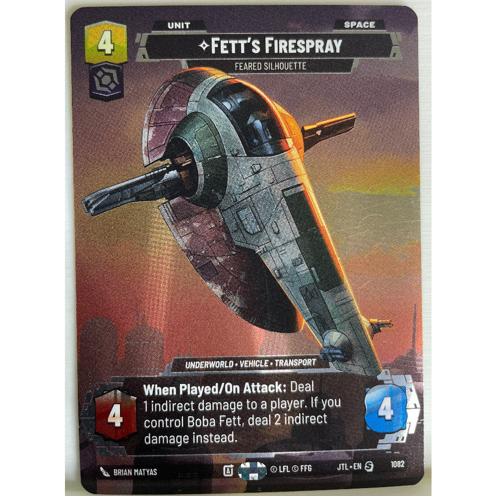 Star Wars Unlimited - Fett's Firespray - Feared Silhouette (Prestige Foil) - Jump to Lightspeed (JTL)