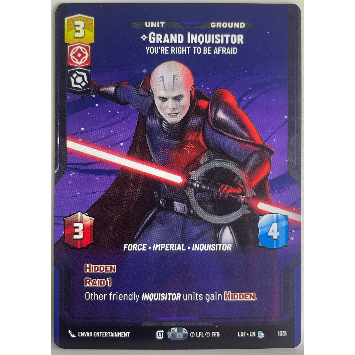 Star Wars Unlimited - Grand Inquisitor - You're Right to Be Afraid (Prestige) - Legends of the Force (LOF)