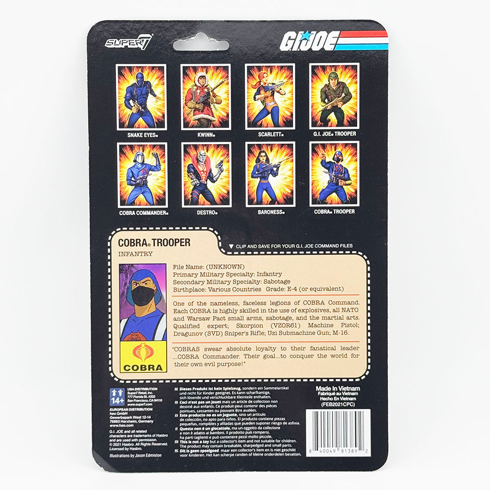 Super7 G.I. Joe Cobra Trooper White Yellow Card Carded ReAction Action Figure
