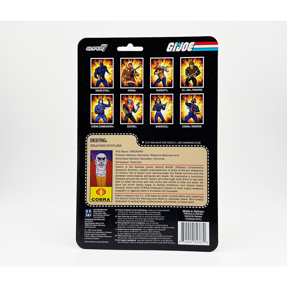 Super7 G.I. Joe Destro Carded ReAction Action Figure