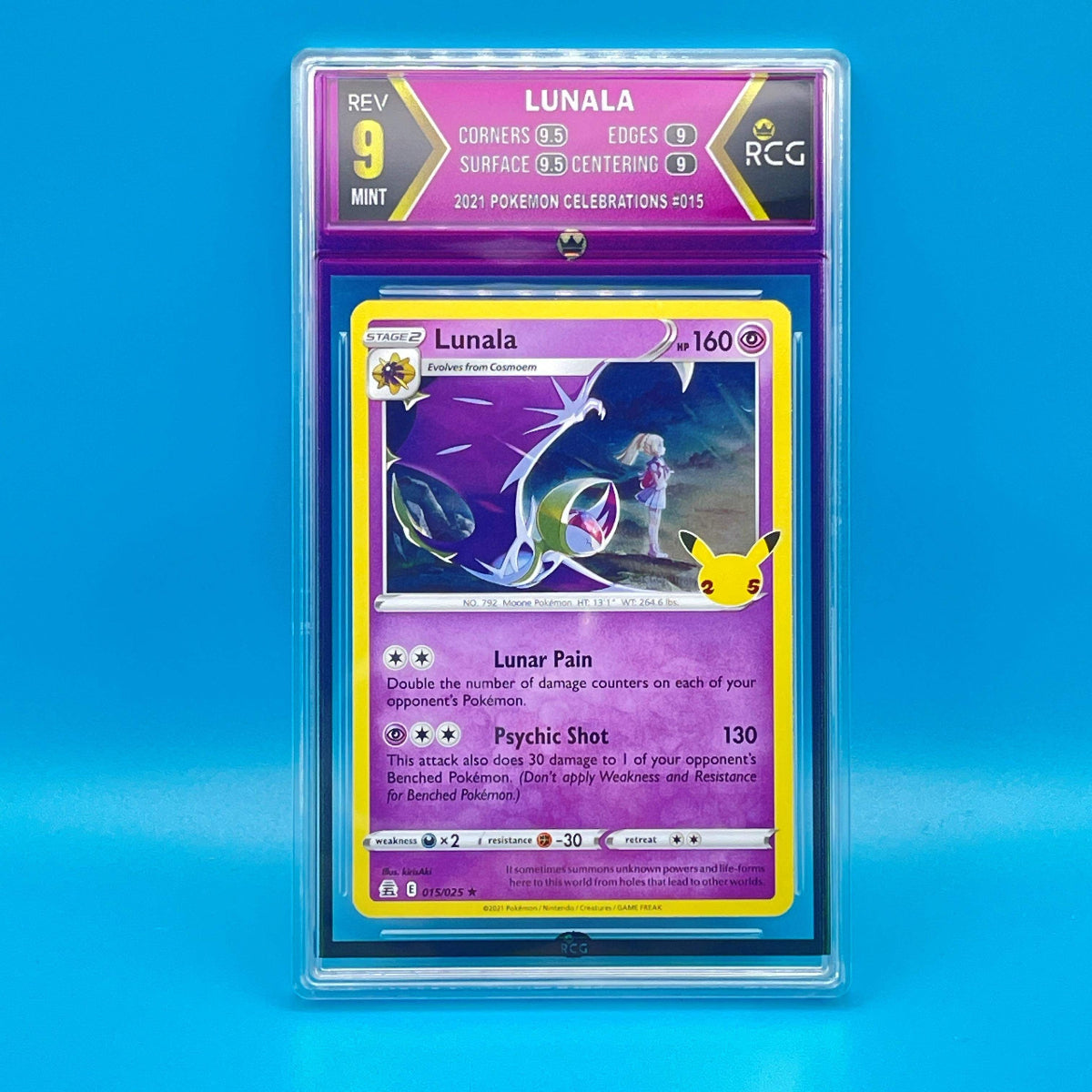 2021 POKEMON CELEBRATIONS #015 LUNALA RCG 9