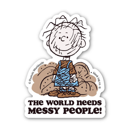 Peanuts Waterproof Sticker - Pigpen World Needs Messy People