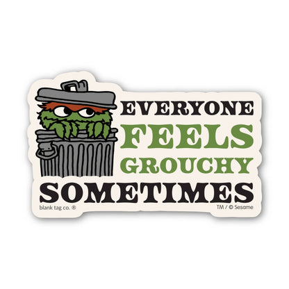 Sesame Street Waterproof Sticker - Oscar the Grouch Everyone Feels Grouchy Sometimes