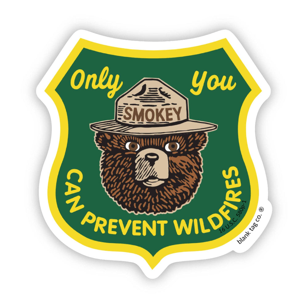 Smokey Bear Waterproof Sticker - Only You Can Prevent