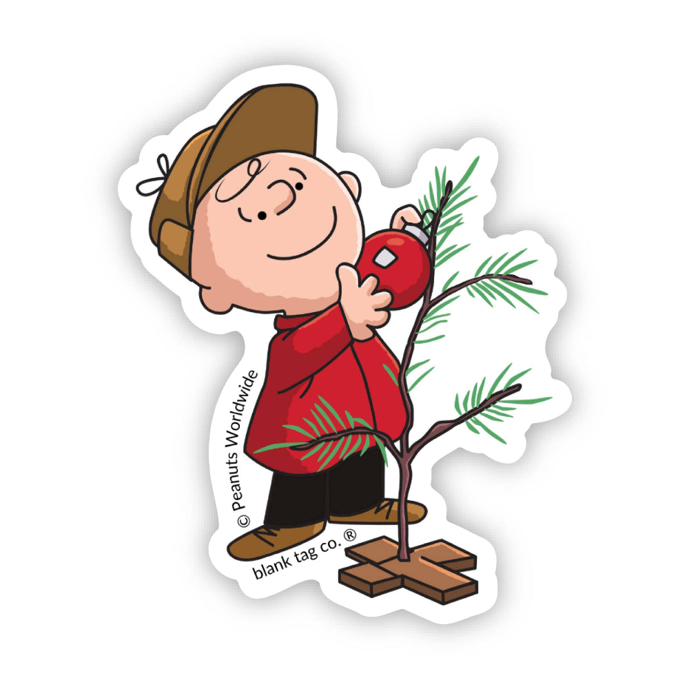 Peanuts Waterproof Sticker - Charlie With His Tree