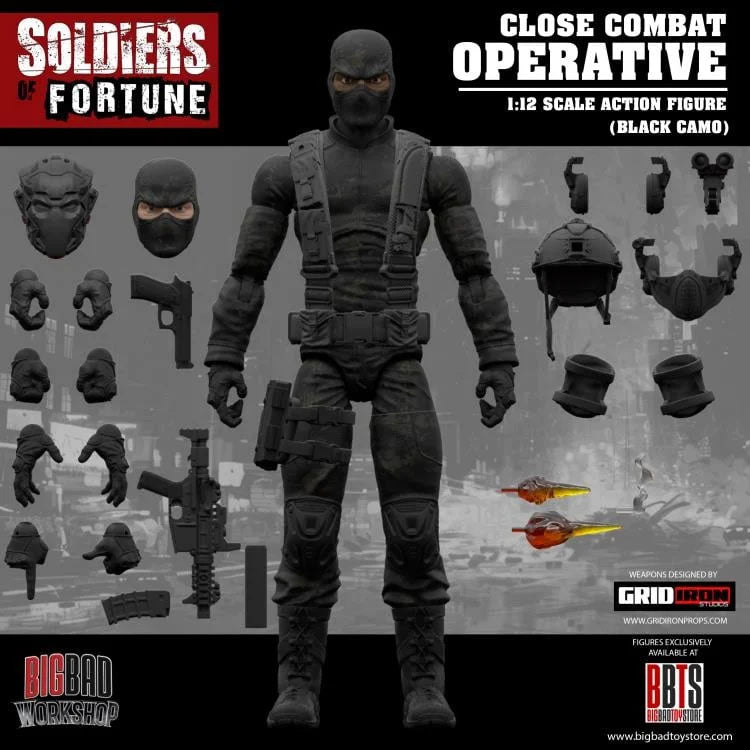 Soldiers of Fortune Close Combat Operative Black Military 1:12 Scale Action Figure