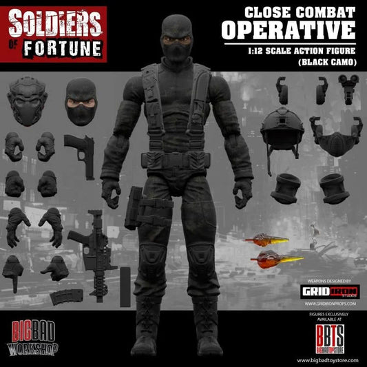 Soldiers of Fortune Close Combat Operative Black Military 1:12 Scale Action Figure