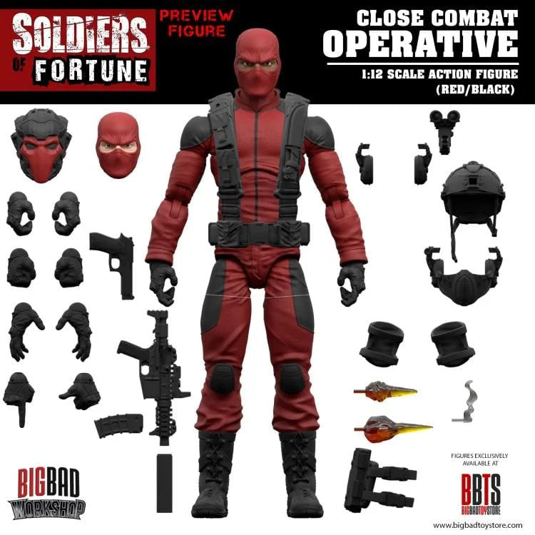 Soldiers of Fortune Close Combat Operative Red/Black Military 1:12 Scale Action Figure