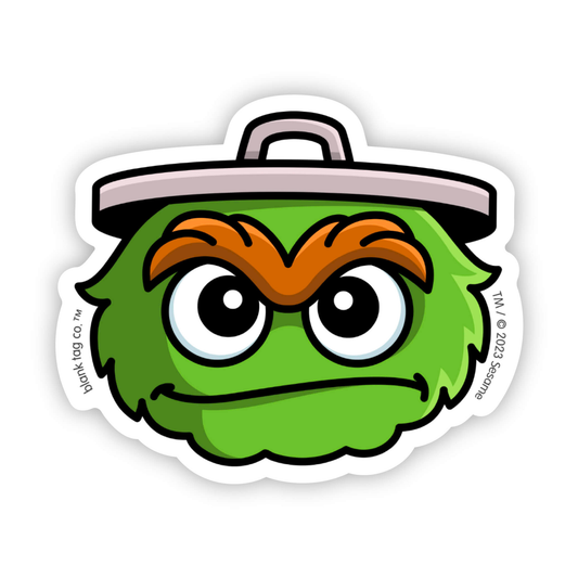 Sesame Street Waterproof Sticker - Oscar The Grouch Face
