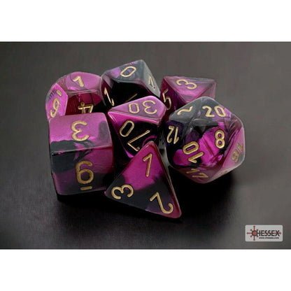 Gemini Black-Purple/gold Polyhedral 7-Dice Set