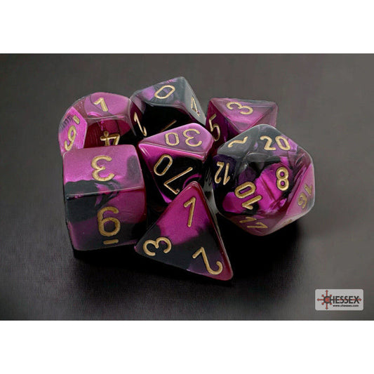 Gemini Black-Purple/gold Polyhedral 7-Dice Set