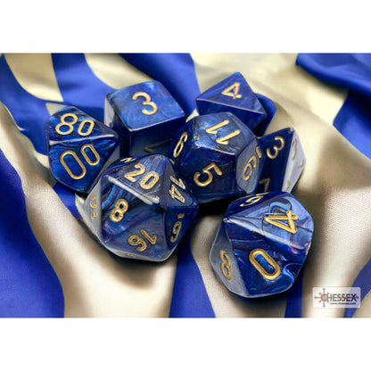 Scarab Royal Blue/gold Polyhedral 7-Dice Set