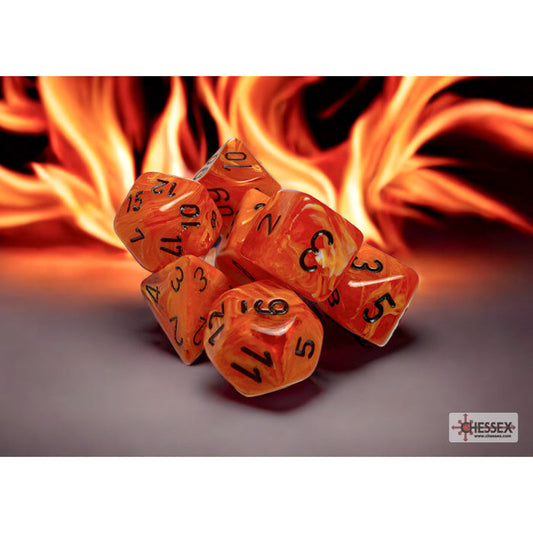 Vortex Orange/black Polyhedral 7-Dice Set
