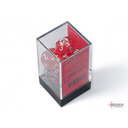 Translucent Red/white Polyhedral 7-Dice Set