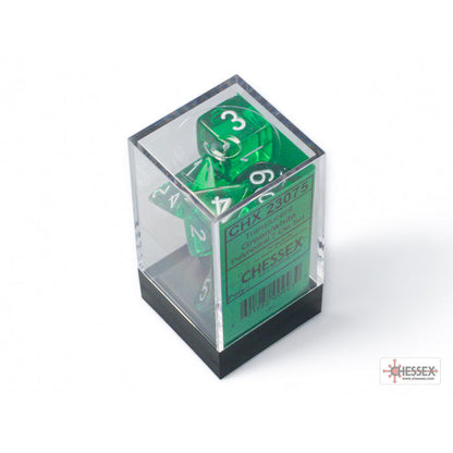 Translucent Green/white Polyhedral 7-Dice Set