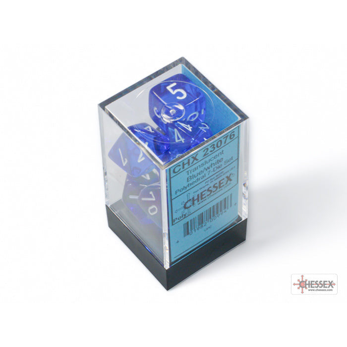 Translucent Blue/white Polyhedral 7-Dice Set