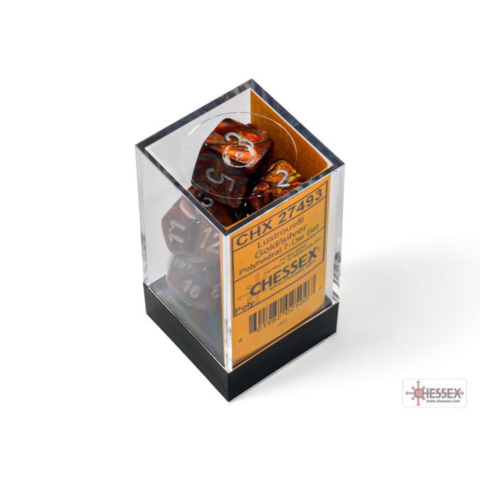 Lustrous Gold/silver Polyhedral 7-Dice Set