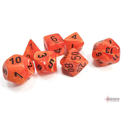 Vortex Orange/black Polyhedral 7-Dice Set