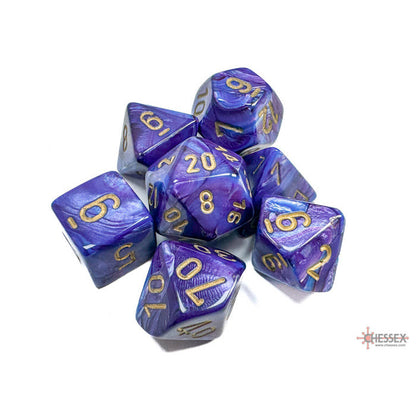 Lustrous Purple/gold Polyhedral 7-Dice Set