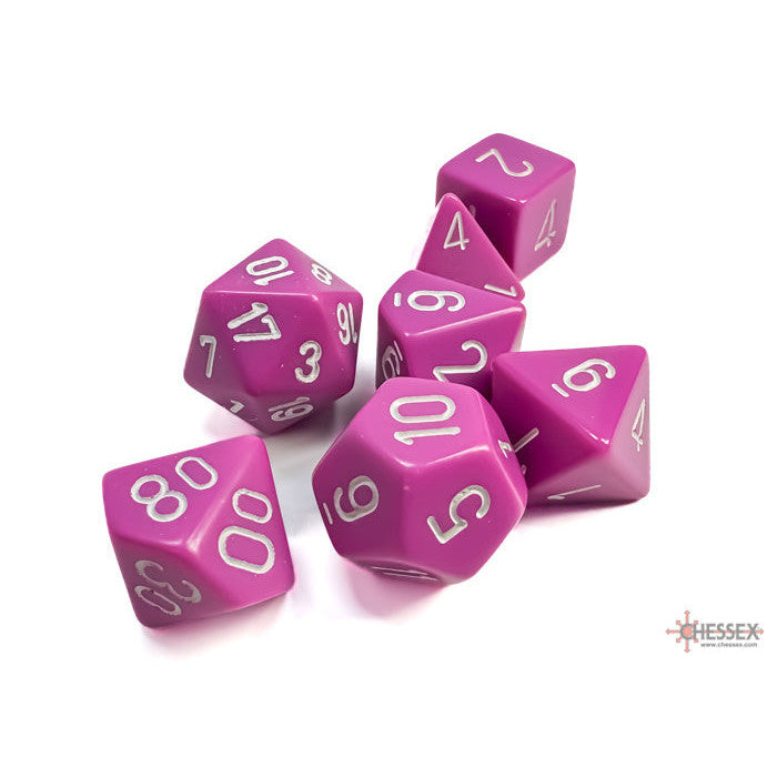 Opaque Light Purple/white Polyhedral 7-Dice Set