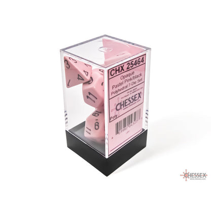 Opaque Pastel Pink/black Polyhedral 7-Dice Set