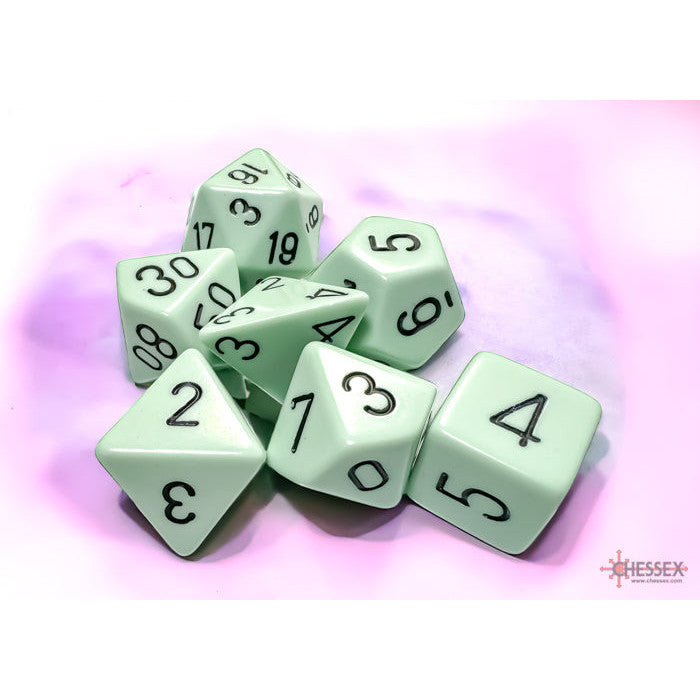 Opaque Pastel Green/black Polyhedral 7-Dice Set