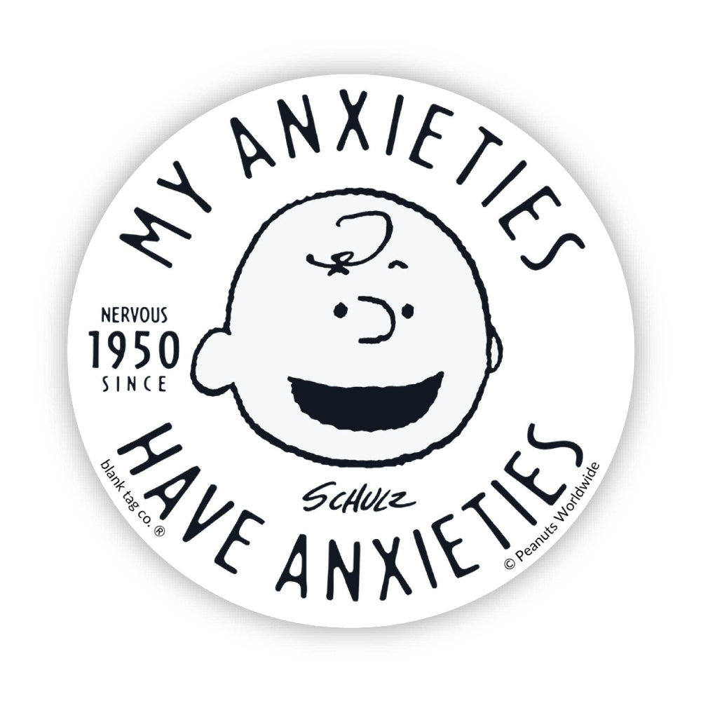 Peanuts Waterproof Sticker - Charlie Brown My Anxieties Have Anxieties