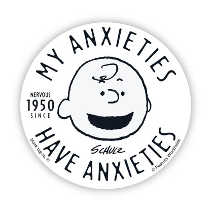 Peanuts Waterproof Sticker - Charlie Brown My Anxieties Have Anxieties