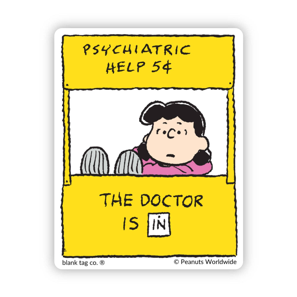 Peanuts Waterproof Sticker - Lucy Doctor Is In