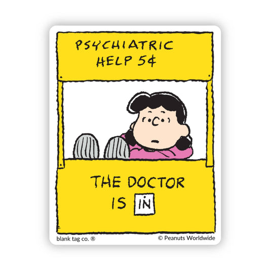 Peanuts Waterproof Sticker - Lucy Doctor Is In