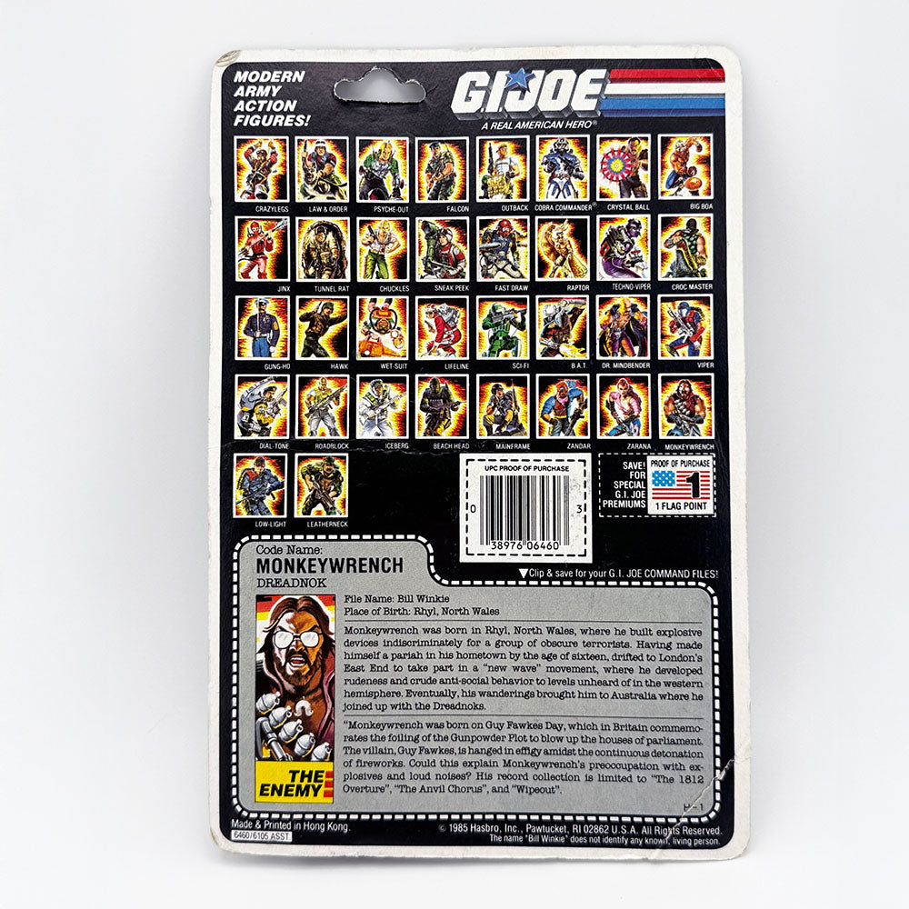 Vintage G.I. Joe Monkeywrench Dreadnok Carded Action Figure