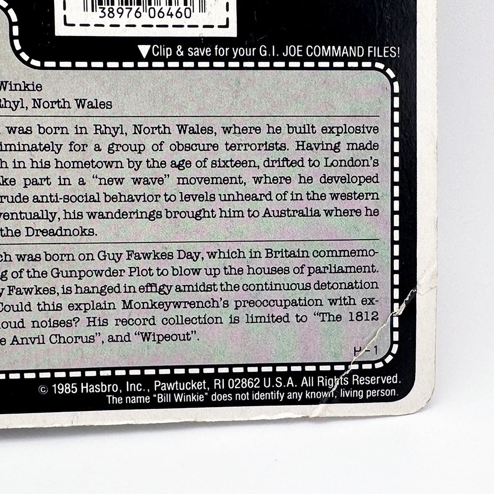 Vintage G.I. Joe Monkeywrench Dreadnok Carded Action Figure