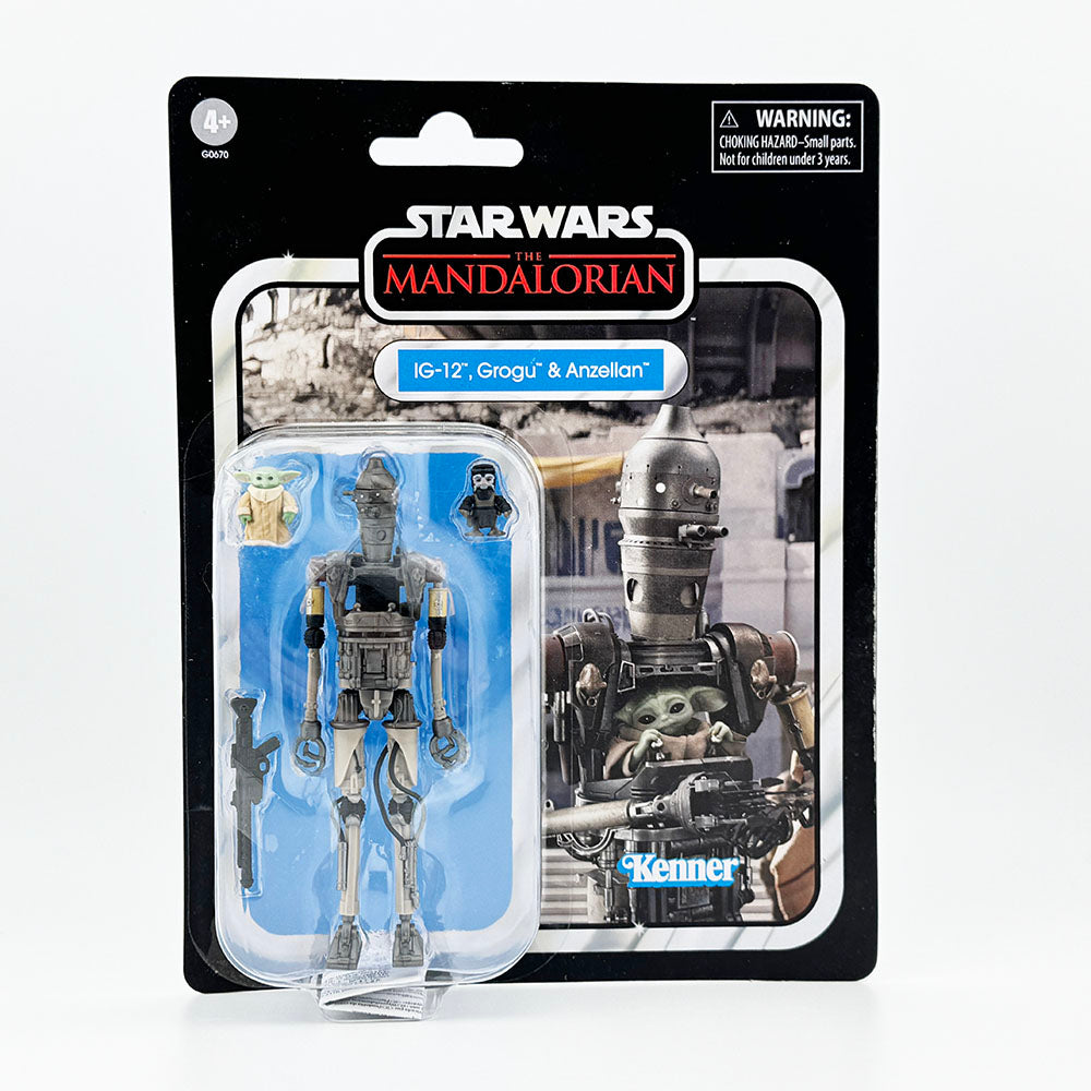 Hasbro Kenner Star Wars The Mandalorian IG-12, Grogu, and Anzellan Retro Collection Action Figure
