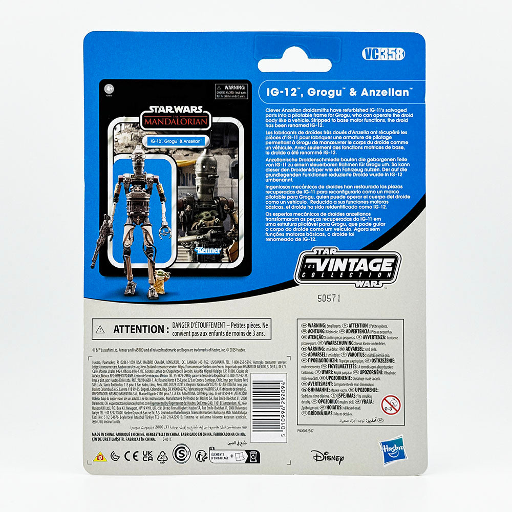 Hasbro Kenner Star Wars The Mandalorian IG-12, Grogu, and Anzellan Retro Collection Action Figure
