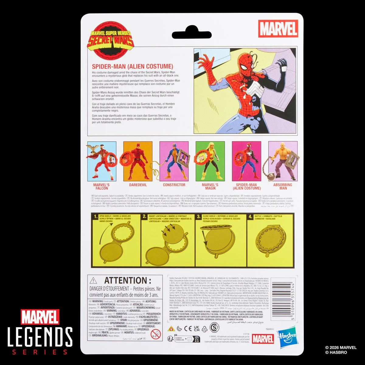 Marvel Legends Secret Wars Spider-Man Alien Costume Retro Carded Action Figure