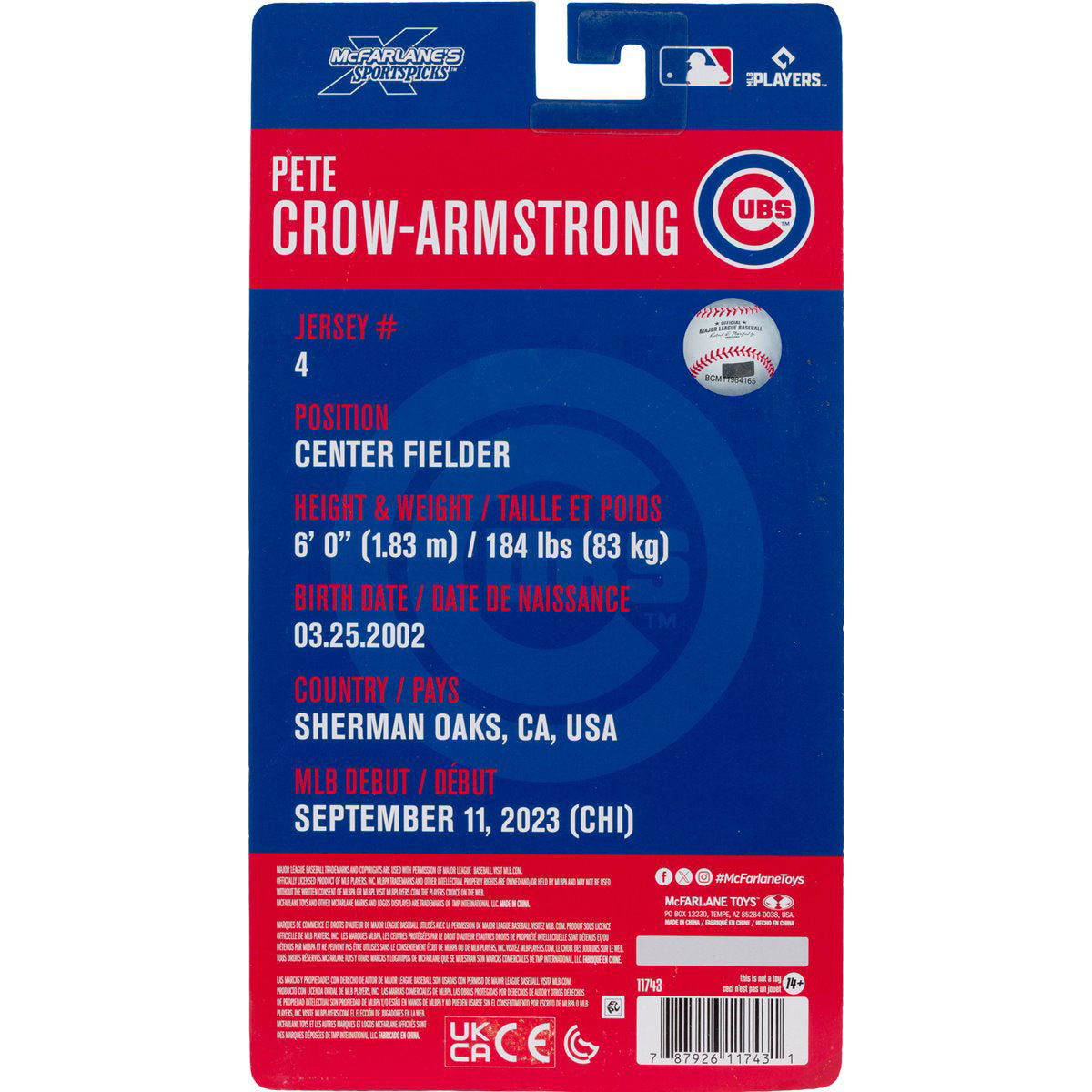 McFarlane SportsPicks Pete Crow-Armstrong Chicago Cubs MLB 6-Inch Action Figure