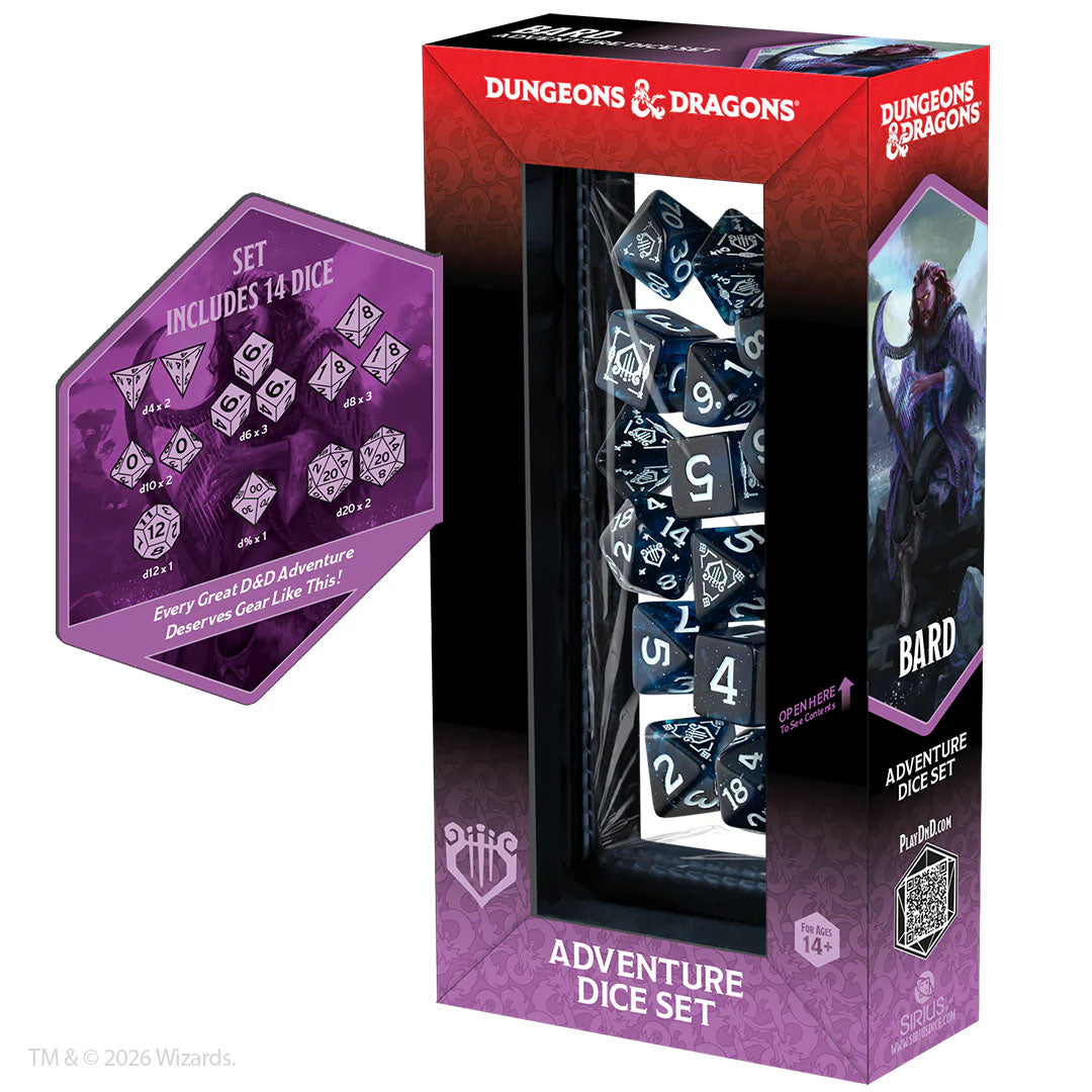 Sirius Dungeons & Dragons Adventure Dice - Bard: Blue / Black Dice