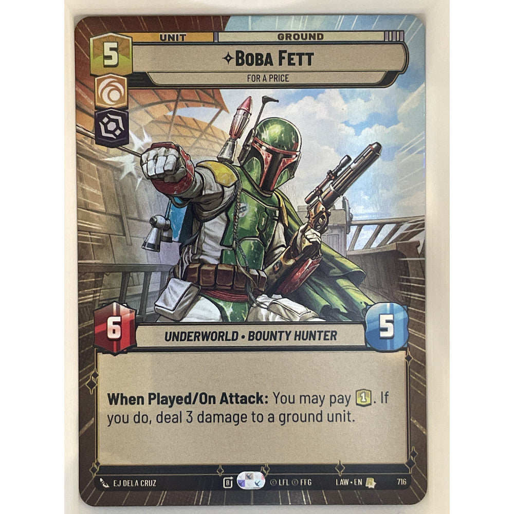 Star Wars Unlimited - Boba Fett - For a Price (Hyperspace Foil) - A Lawless Time (LAW)