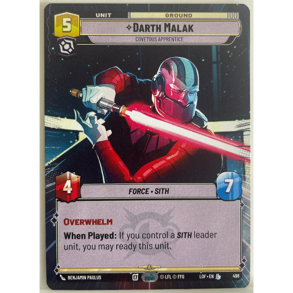 Star Wars Unlimited - Darth Malak - Covetous Apprentice (Hyperspace) - Legends of the Force (LOF)
