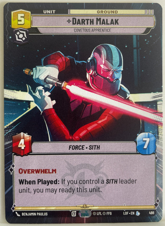 Star Wars Unlimited - Darth Malak - Covetous Apprentice (Hyperspace) - Legends of the Force (LOF)