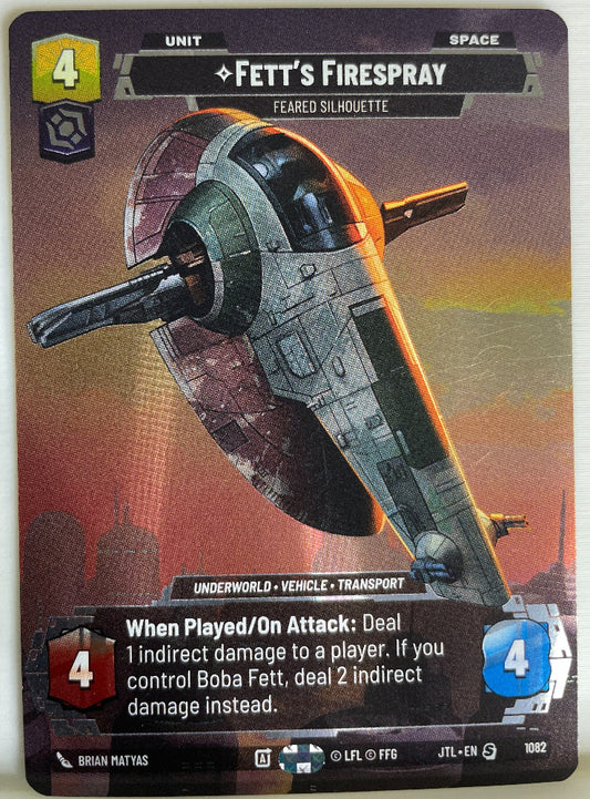Star Wars Unlimited - Fett's Firespray - Feared Silhouette (Prestige Foil) - Jump to Lightspeed (JTL)