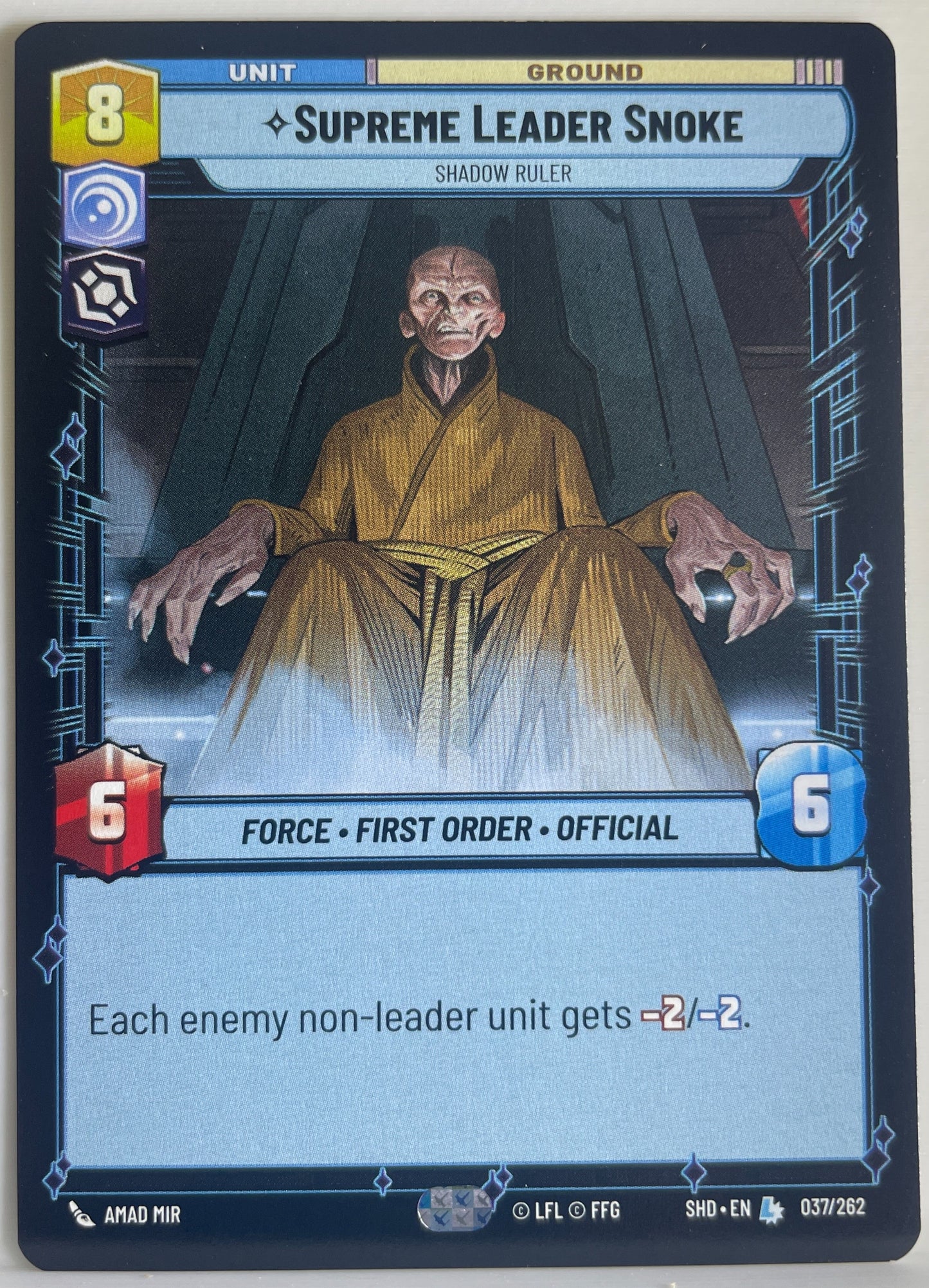 Star Wars Unlimited - Supreme Leader Snoke - Shadow Ruler - Shadows of the Galaxy (SHD)