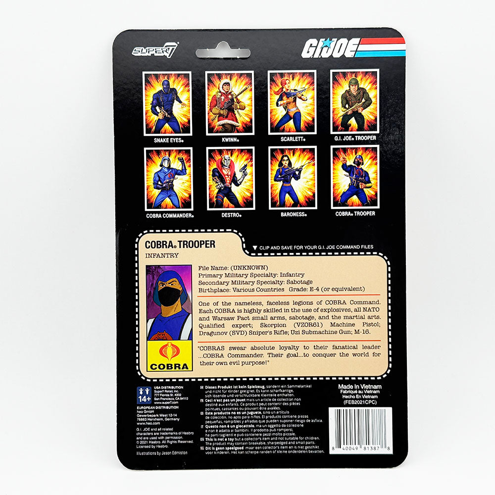 Super7 G.I. Joe Cobra Trooper Black Red Card Carded ReAction Action Figure