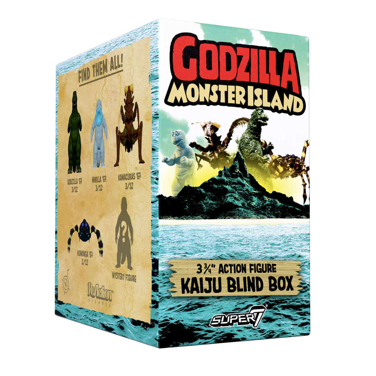 Super7 Reaction Godzilla Monster Island Kaiju Blind Box Case of 12 Action Figures