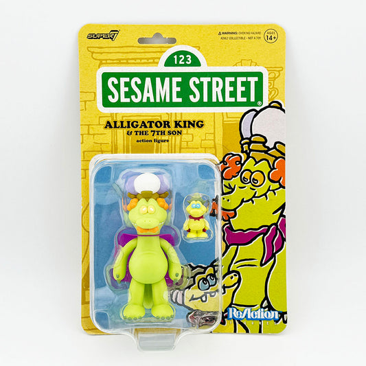 Super7 Sesame Street Alligator King & The Seventh Son Carded ReAction Action Figure
