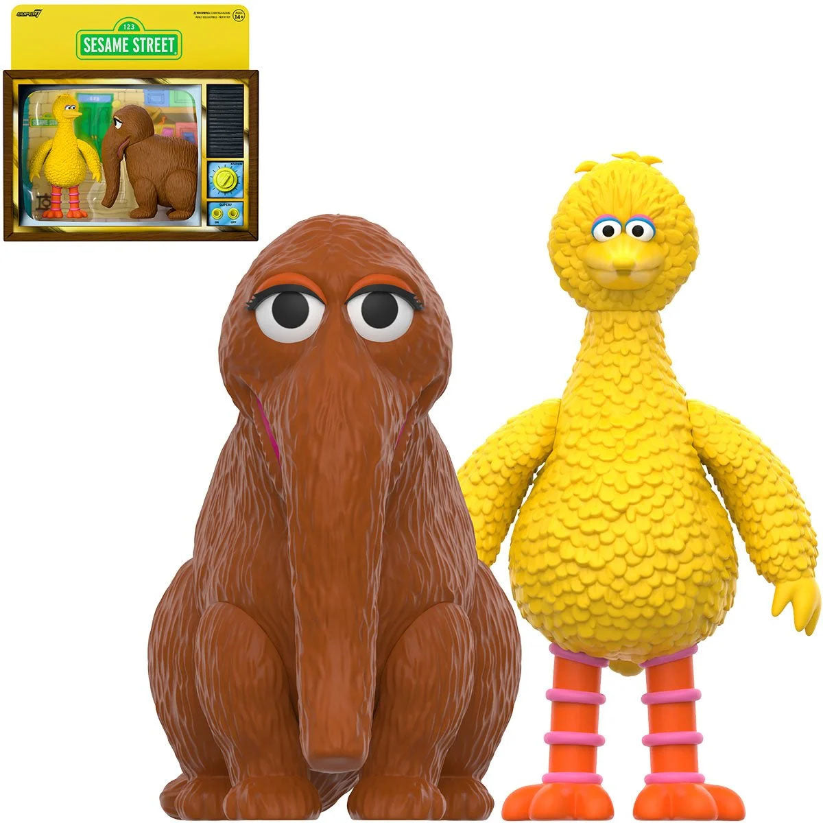 Super7 Sesame Street Big Bird and Mr. Snuffleupagus 2-Pack ReAction Action Figure Set